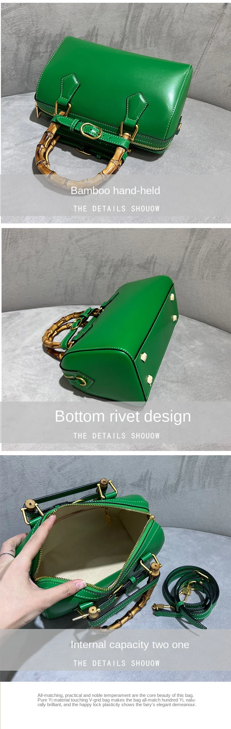 Directly Sale Bamboo Portable Bag Shoulder Glossy Patent Leather Ladies Purse Vendors Handbags