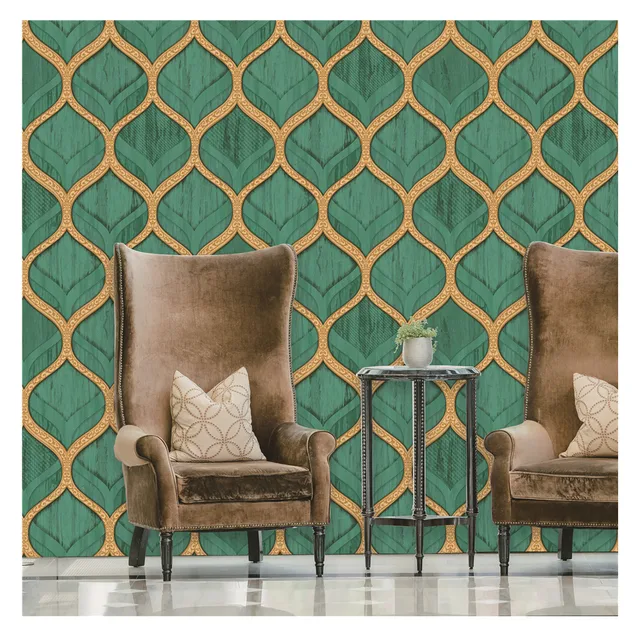 Hot New Golden Wallpaper Pattern 3D Geometric Wallpaper Living Room TV Background Wallpaper