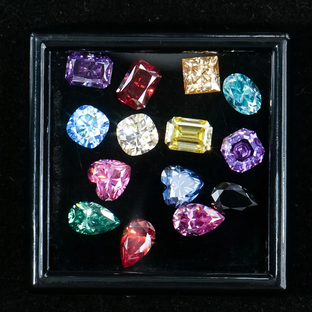 Factory Amethyst Garnet Orange Champagne Black Purple Yellow Pink Blue Green Red Violet Fancy Shape Colored Mossanite Moissanite