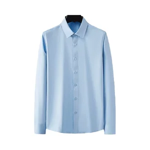 Wholesale Custom Made Men's Casual Slim Fit Button Formal Fashion Solid Color  Breathable Bamboo Fiber Shirt