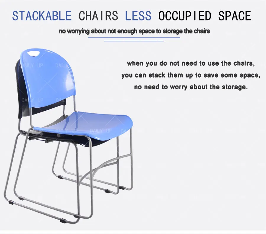 Concise Stacking Banquet Chair With Comfortable Back Large Seat Metal Frame Sled Dining Chair For Student Training And Leisure