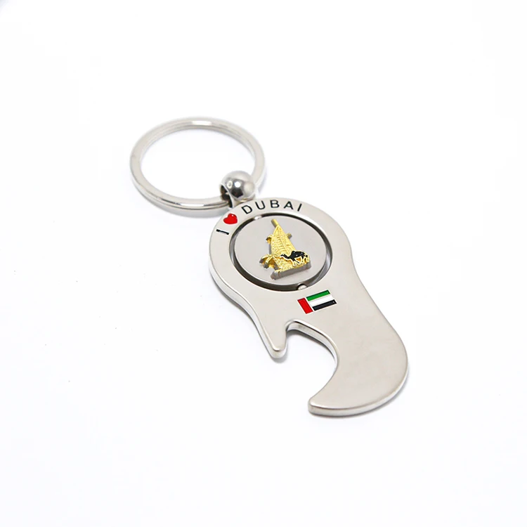 Factory Custom Spinning Keyring Bottle Opener Souvenirs Dubai Beverage Bottle Opener Key Ring