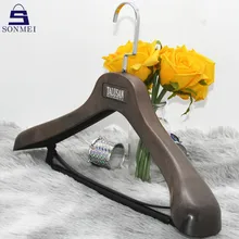 Deluxe Imitate Wood Suit Thick Plastic Hanger with bar
