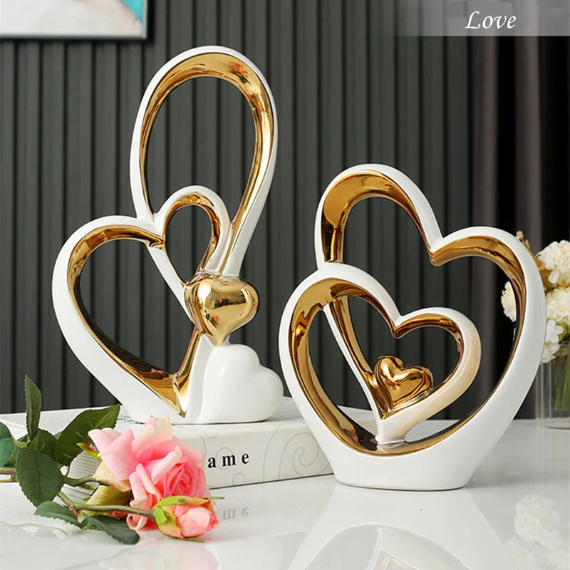 Nordic Luxury Heart Shape Porcelain Home Decor Ornament