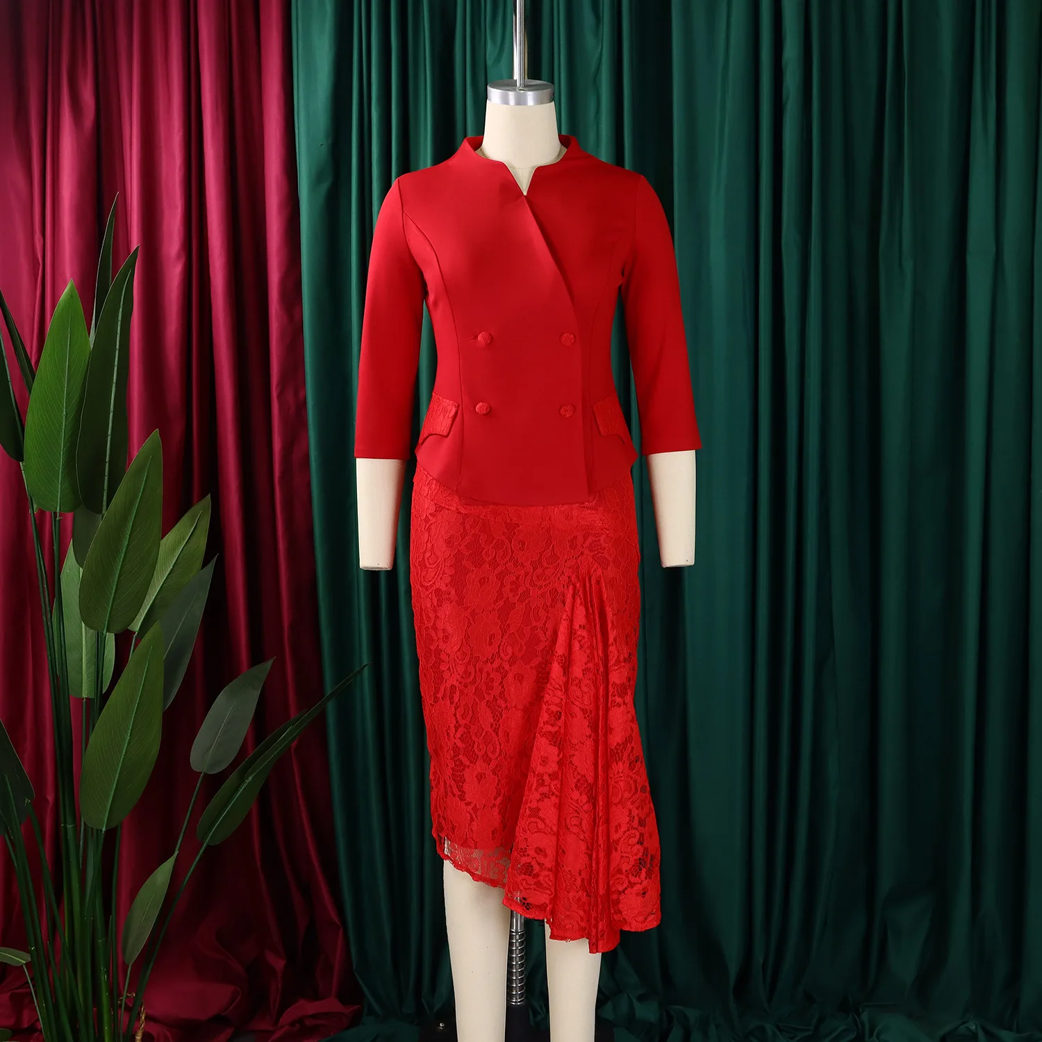 2025 Office Lady Dress Elegant Lace African Office Lady Dress Women Clothing Plus Size Career Dresses