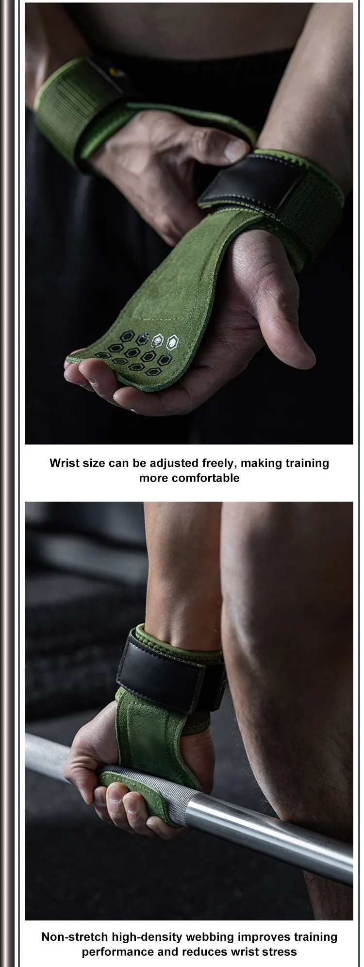 Premium Silicone Padding Protect Palm Hand Lifting Grip Pad Gym Adjustable Wrist Straps For