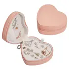 LOW MOQ Leather Jewelry Storage Organizer Small Portable Jewelry Travel Case Joyero Heart Shape Jewelry Box With Logo