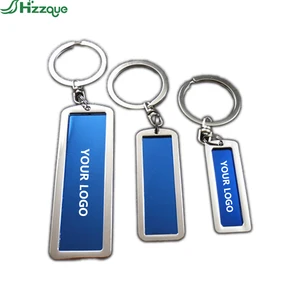 Rectangular Stainless Steel Aluminum Alloy Metal Tag Keychain with DIY Custom logo Key Ring