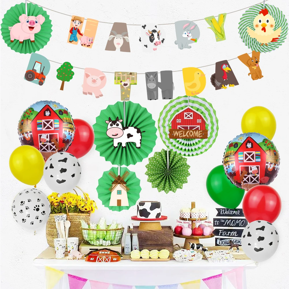 Farm Cow Theme Birthday Party Animal Party Cow Decoration Disposable Cup  Plate Tablecloth Baby Shower Balloon Decoration - Buy Farm Animal Balloons  Sets Pig Cow Giraffe Shaped Foil Balloons Farm Theme Party