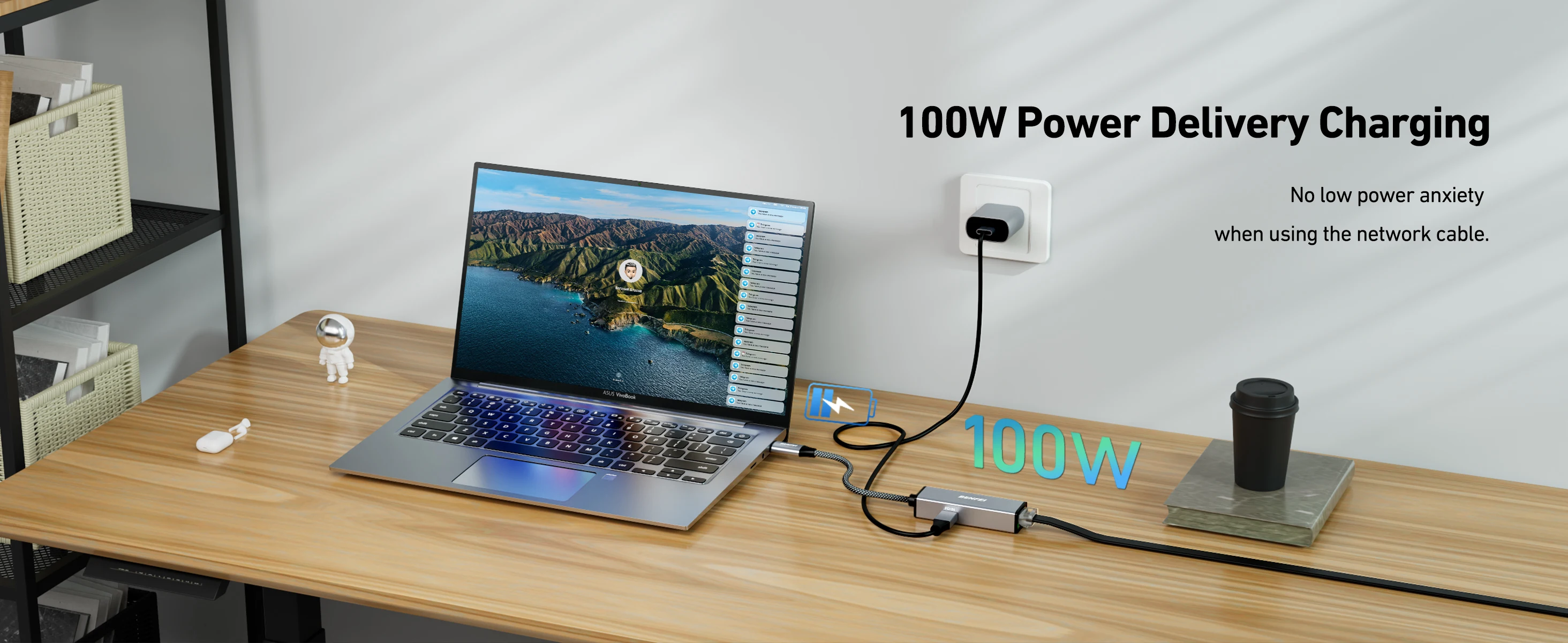 Adaptateur USB-C Vers Ethernet Gigabit Atolla – Compatible MacBook, IPad, Surface – Aluminium, Câble Nylon