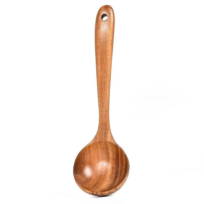 Natural Utensils Handcrafted Cutlery Tool Seasoning Scoop Dipping Oil Dipper Acacia Wooden Soup Spoon for Cooking