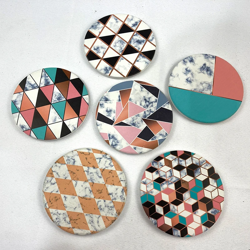 Free Sample Custom Printed Ceramic Coasters Low MOQ 100Pcs Factory Manufacturing Thickness 5mm