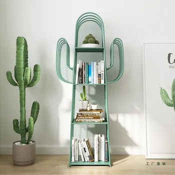 Nordic Children's Picture Book Shelf, Creative Floor to Ceiling Bookshelf in Living Room, Shaped Iron Art Creative Storage Rack
