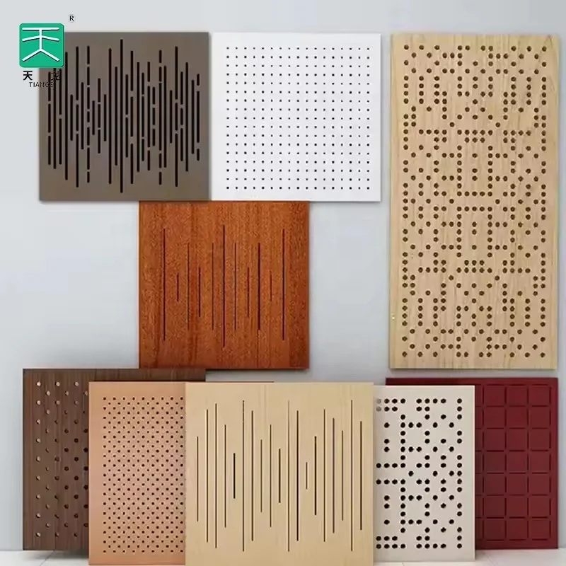 Tiange Function Room Square Holes Sound Absorbing Soundproof Treatment Perforated Wood Acoustic Panels