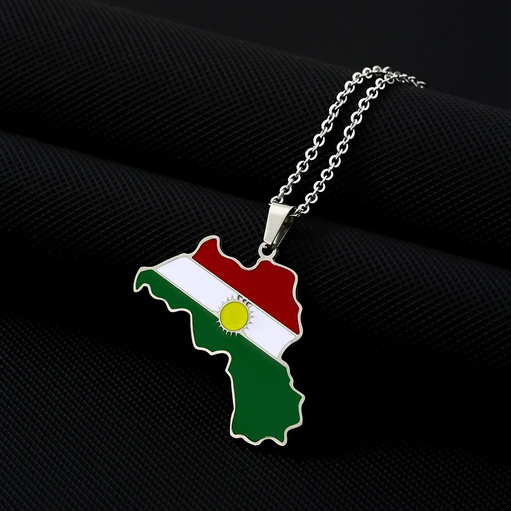 Collier Pendentif Carte Et Drapeau Pakistanais Acier Inoxydable - Bijou Homme Femme