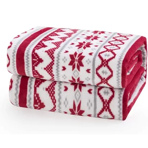 Christmas Gift Custom Printed 100% Polyester Fleece Soft Coral Blanket Queen Size