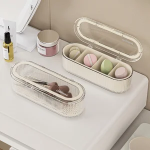 High-End Plastic Transparent Covered Makeup Brush Storage Box Dustproof Large Capacity Dressing Table Organizer for Household