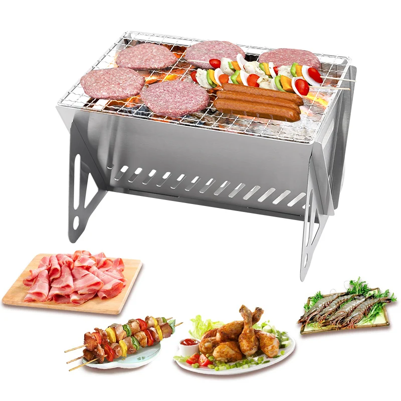 Charcoal Portable Bbq Grills Mini Folding Outdoor Stainless Steel ...