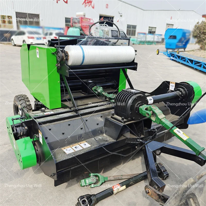 Automatic Tractor Drive Corn Stalk Round Grass Straw Silage Hay Crushing Baling Baler Silage Packing Machine for Sale