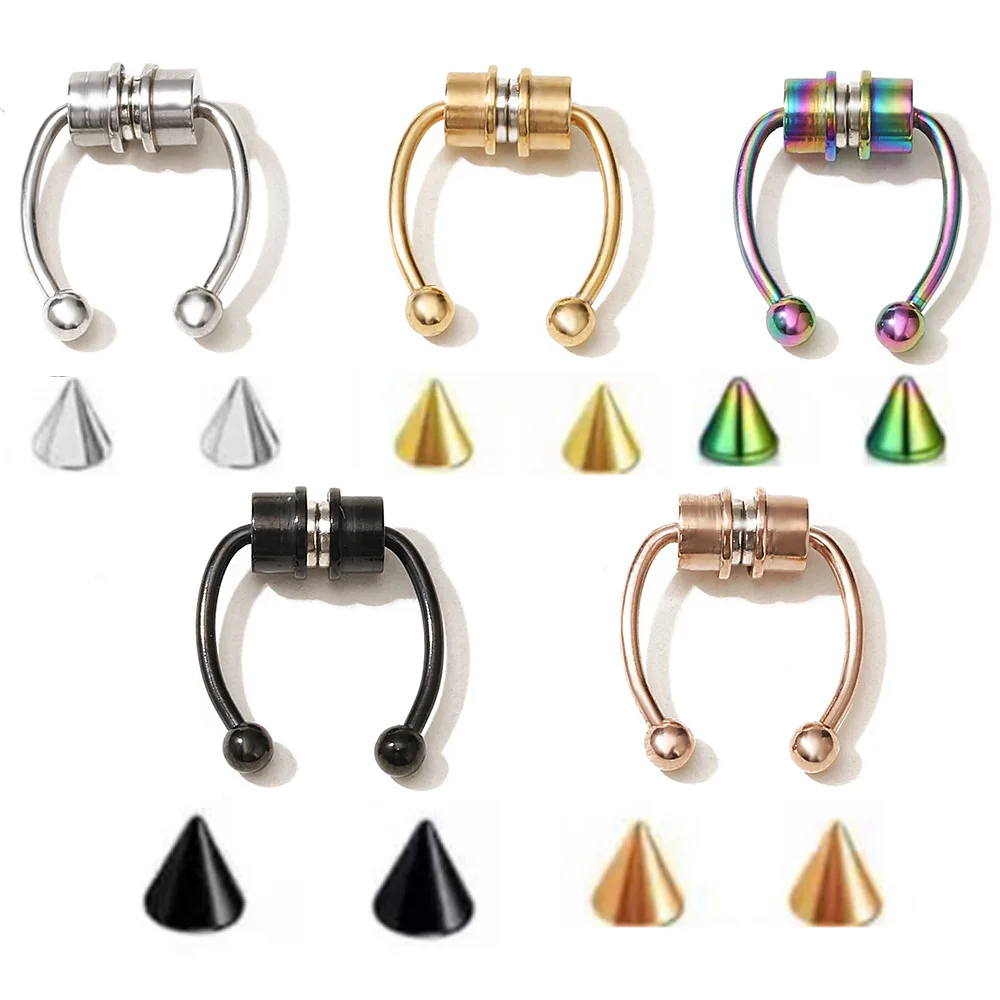 Stainless Magnetic Fake Nose Ring Horseshoes Non Piercing Jewelry Reusable