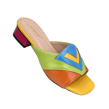 New Design Wholesale Colorful Slippers Sandals for Women Dress with 3.5cm Heel