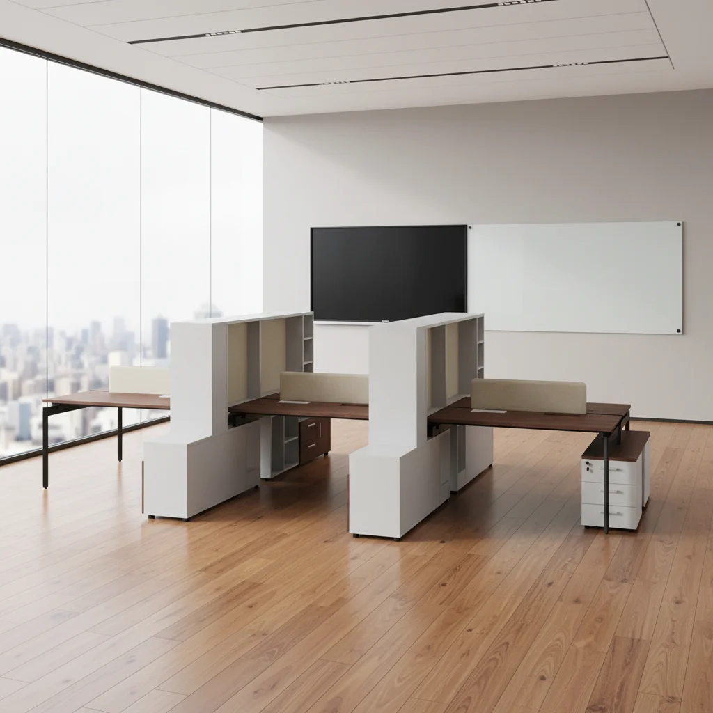 Advanced Team Desk Wooden Frame Multi-level Storage Professional Workspace Modern Ergonomic Features Open Office Standing Desks 4