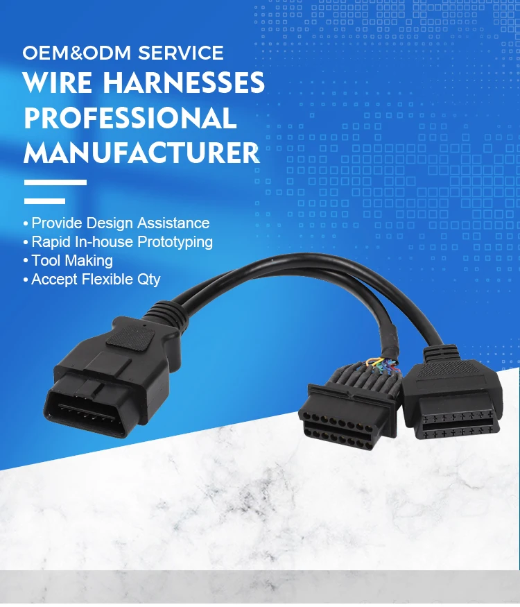 product 16pin maleto female y cable with  obd  obd2 splitter obdii y type cable for obd2 diagnostic scanner fault code read-2