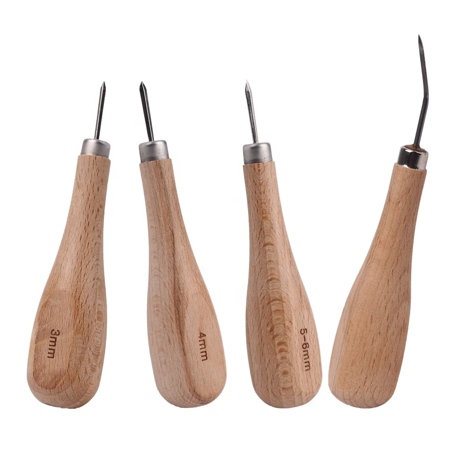 Leather Punching Tools for Making Hole Wood Handle Sharp Awl