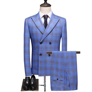 Autumn New Plus Size Men's Suit Three-piece Suit Wedding Suit with Double-breasted Buttons