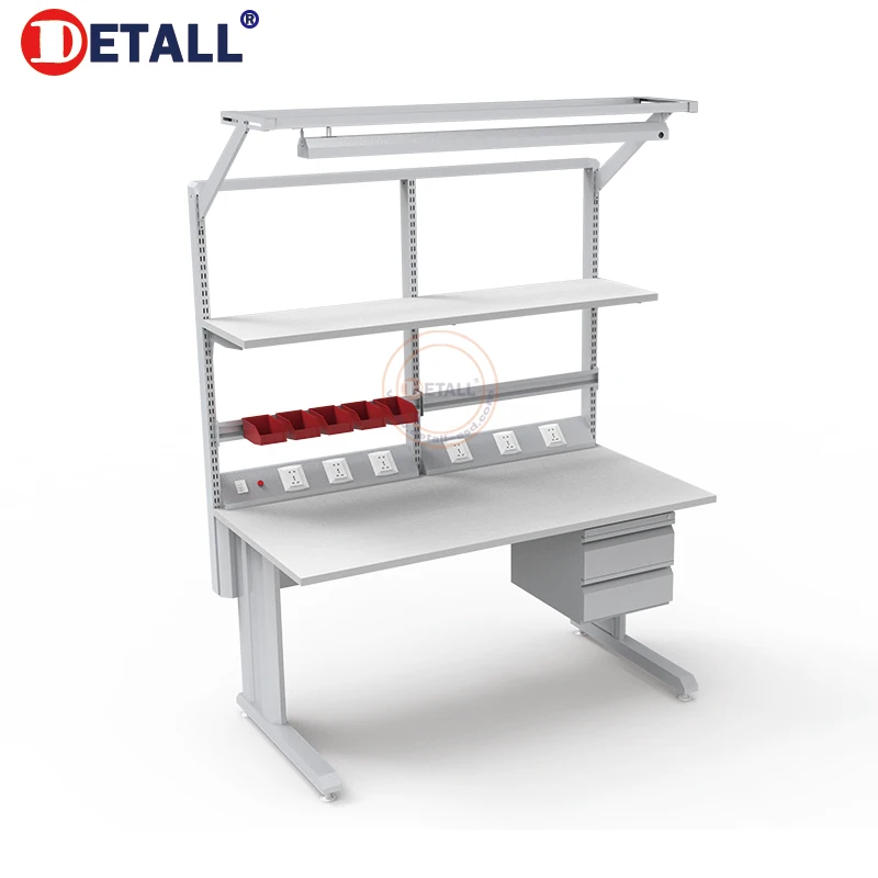 Industrial Inspecting Desk with Light Height Electric Adjustable Woodworking Bench ESDD Table