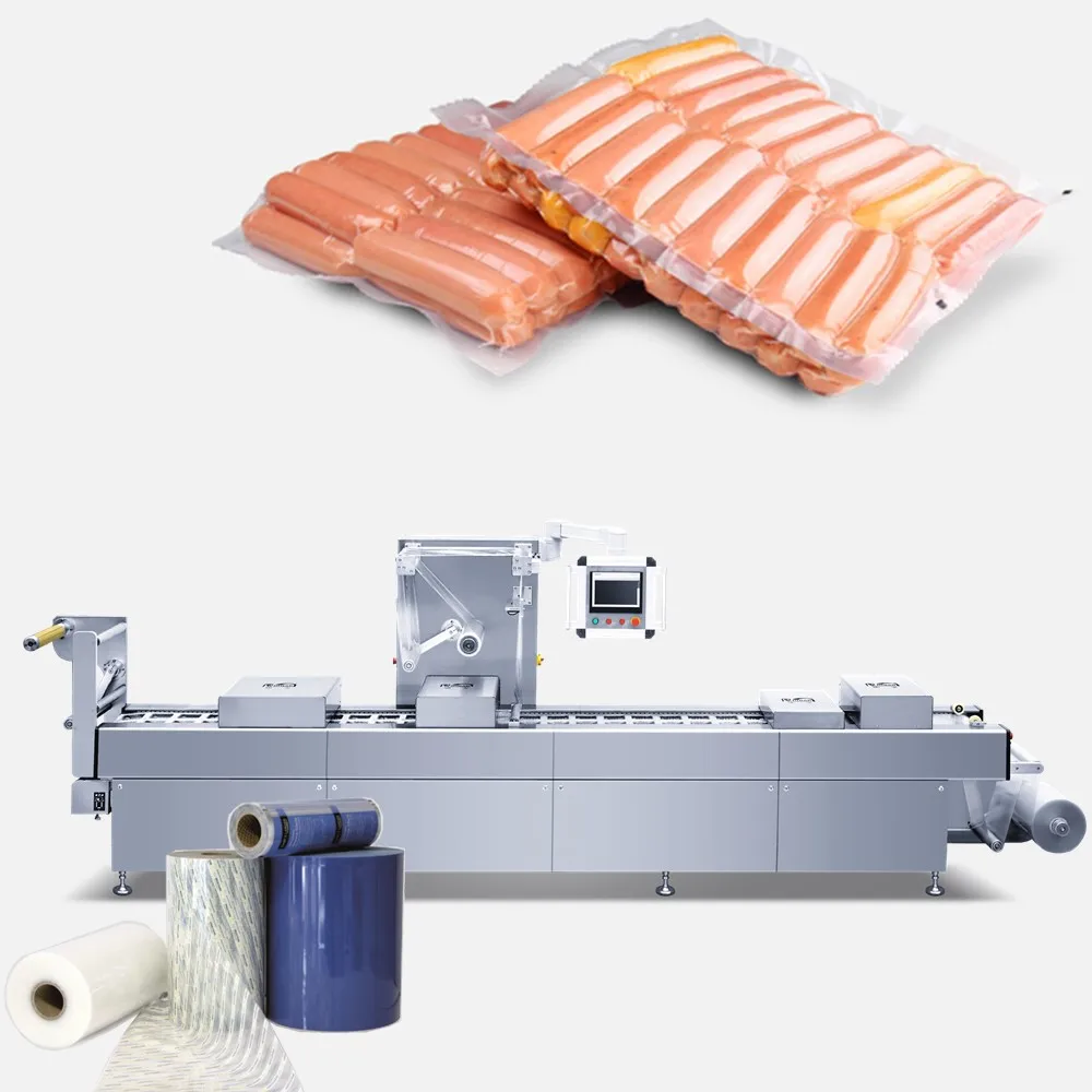 Automatic Thermoforming Film Vacuum Packing Machine for Sausage, Thermoforming Machine Meat Packing DLZ