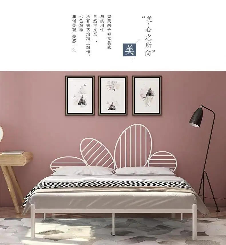Europe High quality double metal simple Black white design iron fram metal bed