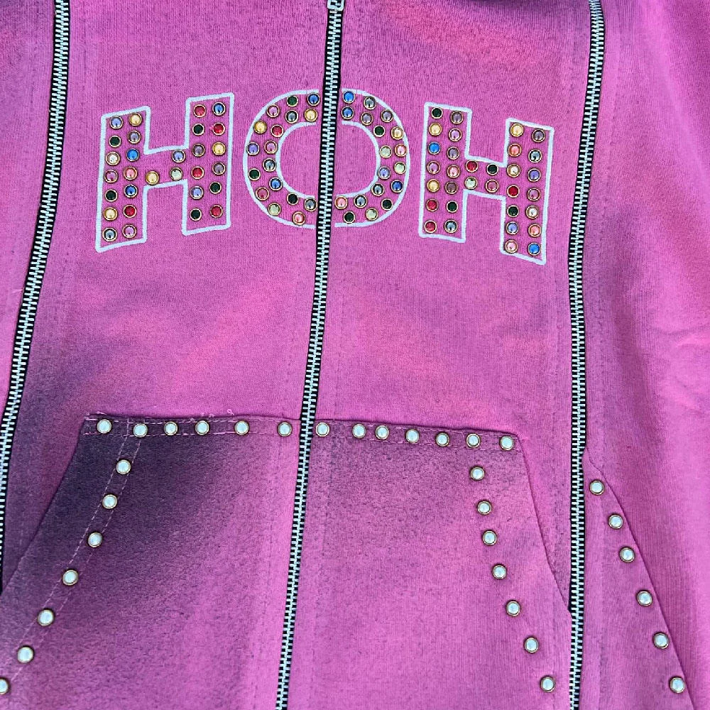 Custom 3 Zipper Sun Faded Washed Oil Washed Vintage Tracksuit Men Rhinestone Streetwear Silk Screen Printing Sweatsuit gallery 2