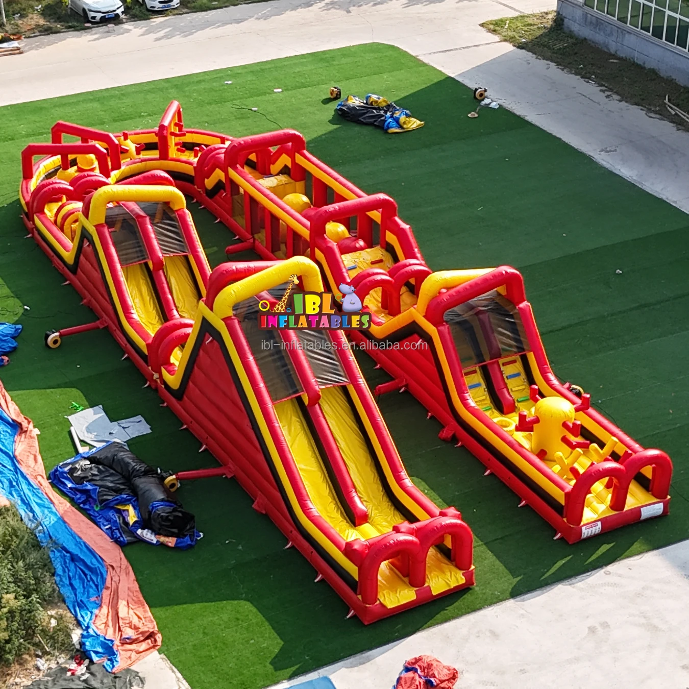 Portable U-Shaped PVC Inflatable Assault Course 23x8.6m for Boys ...