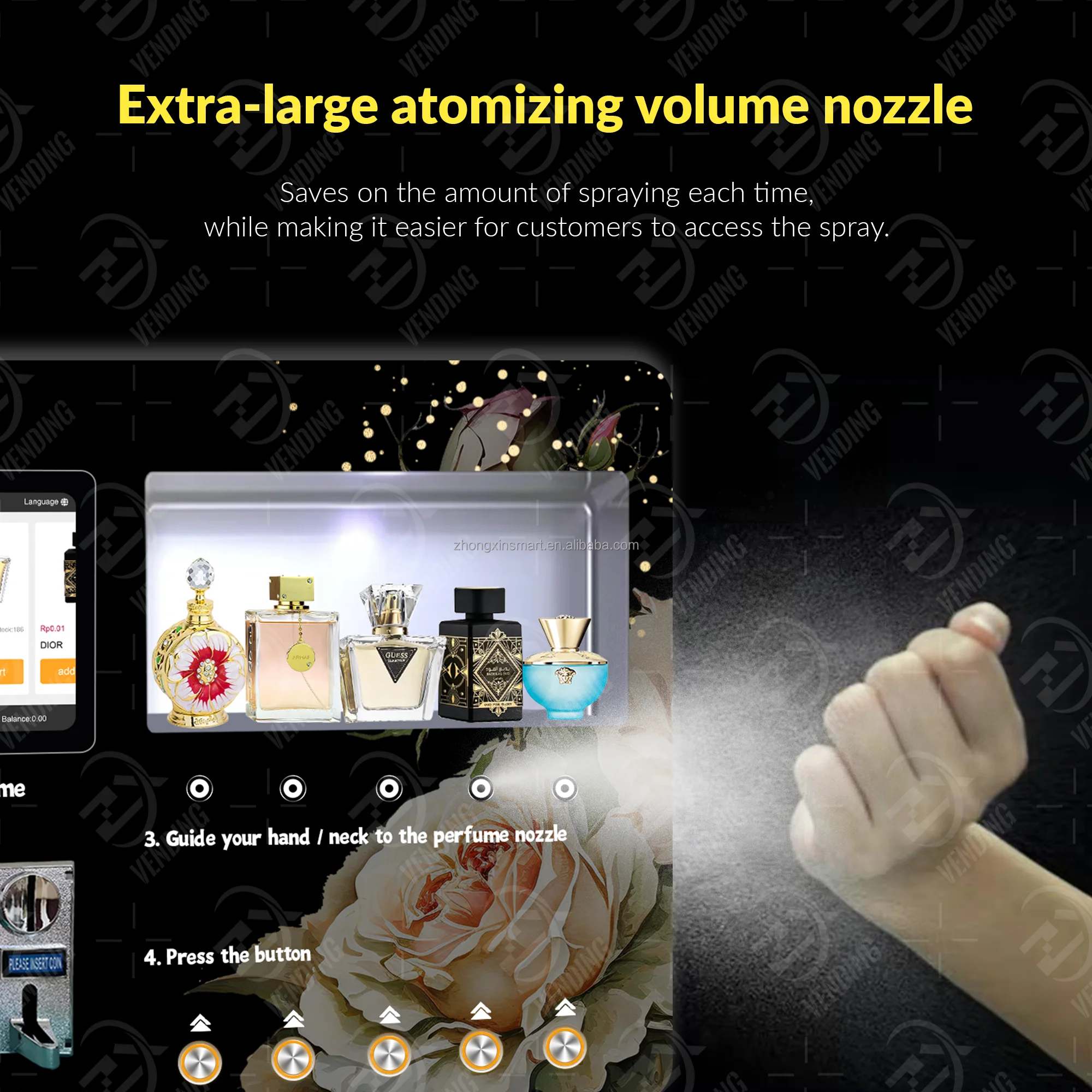 Automatic Perfume Fragrance Vending Machine Popular Coin and Credit ...