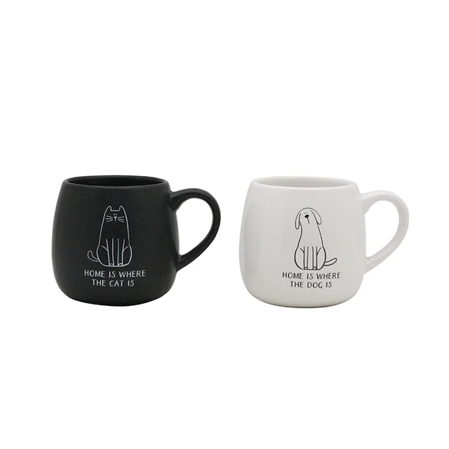 Hot Sale Ceramic+mug Matte Black and white Ball Shape Stoneware Coffee Cup Ceramic Mugs Wholesale