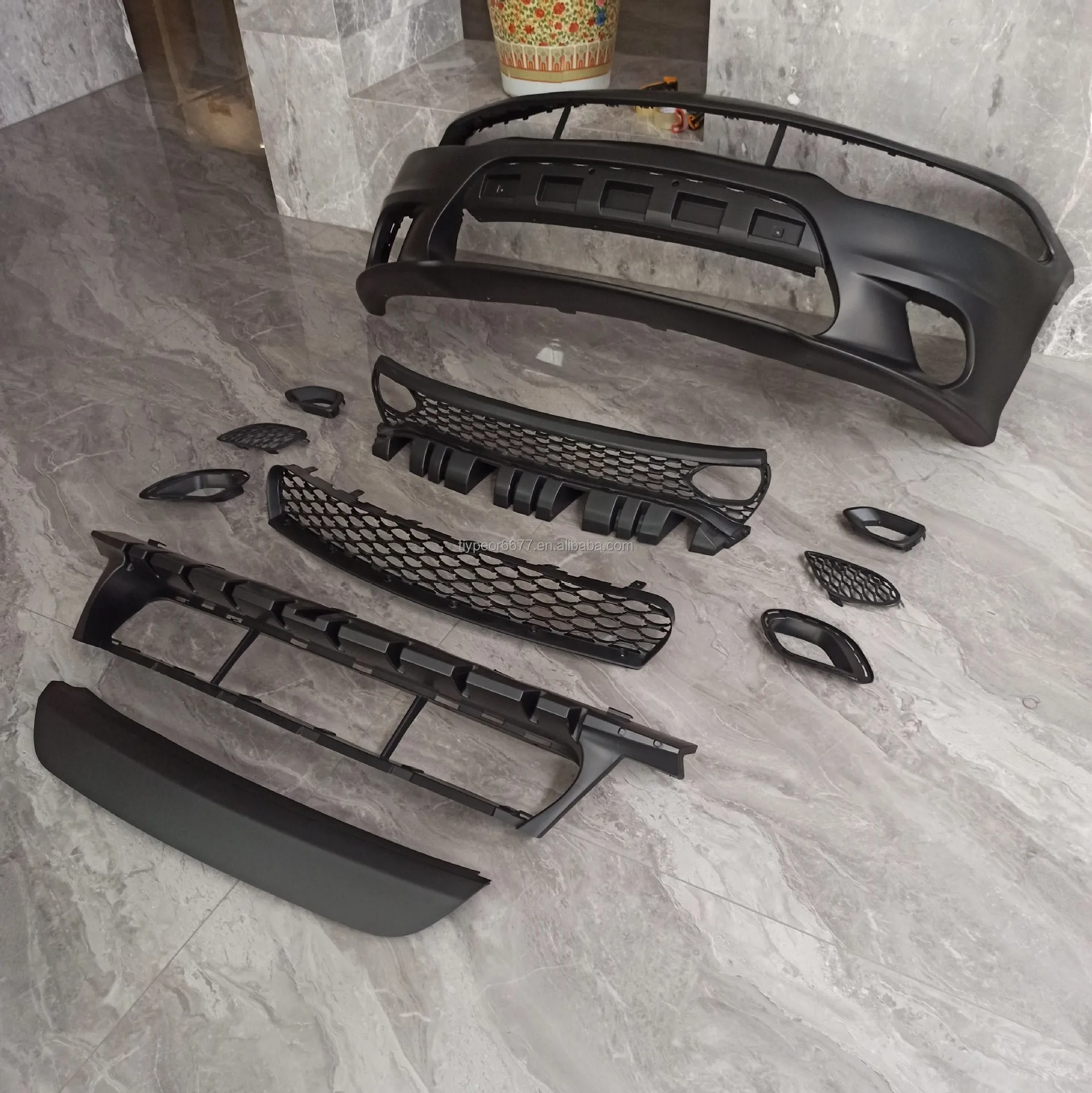 product tiypeor front bumper kit upgrade 2015 2023 dodge charger hellcat srt style grill fog lamp hole car body kits fit for dodge-4