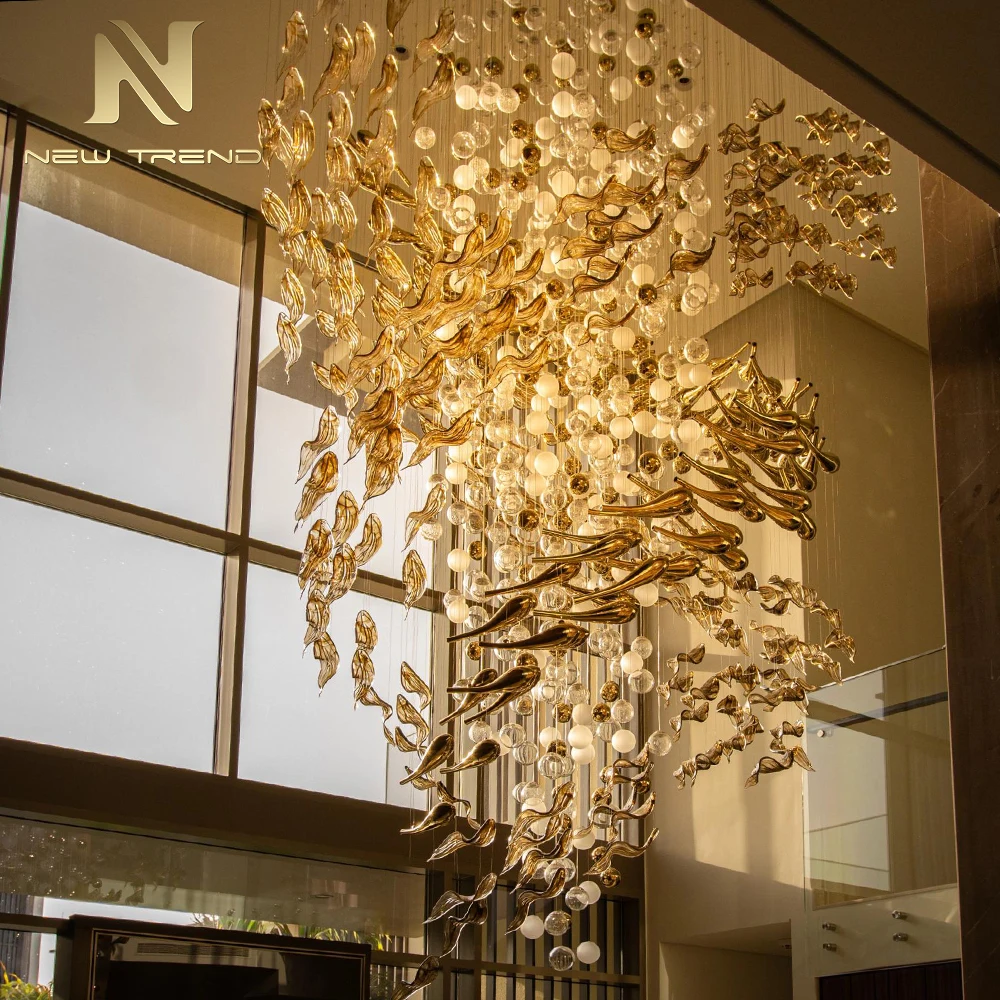 CPL-467 Grand Custom Glass Chandelier Oversized Contemporary Centerpiece for Commercial Lobby & Showroom Project