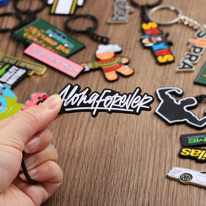 No minimum order custom cartoon keychain zinc alloy metal key chains 2d 3d cute letter shape enamel key rings with logo