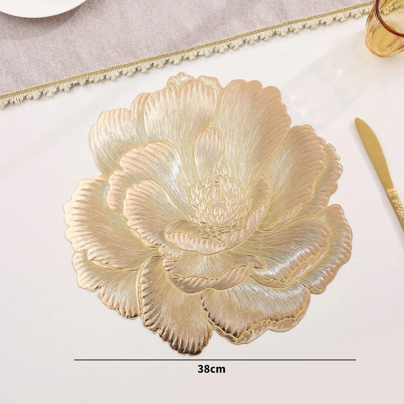 New Lotus PVC Tablecloth, Household Kitchen Heat Insulation, Hotel and Restaurant Waterproof and Oil-proof Decorative Mat