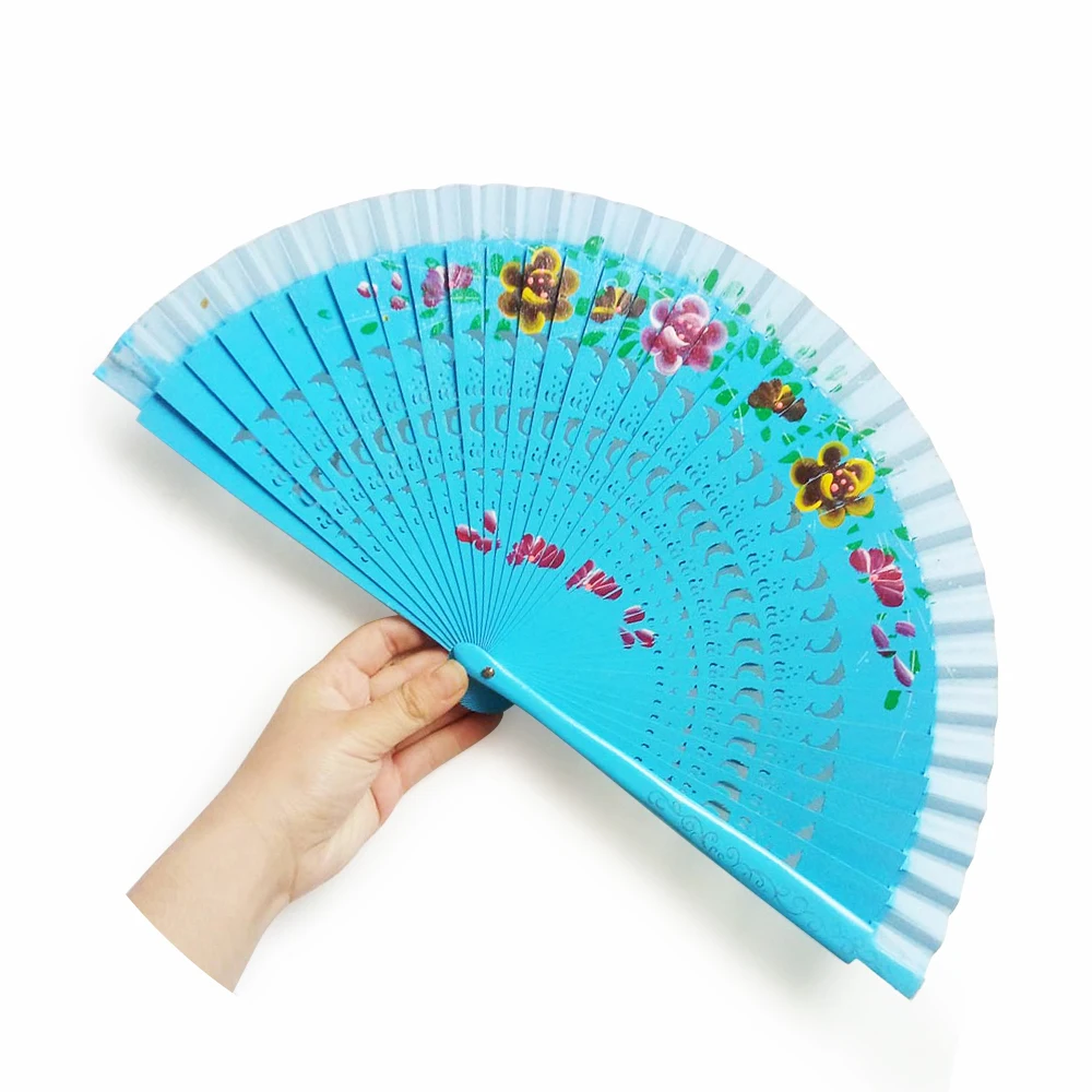 
 2019 деревянный веер ручной росписи с различными цветами и цветами  