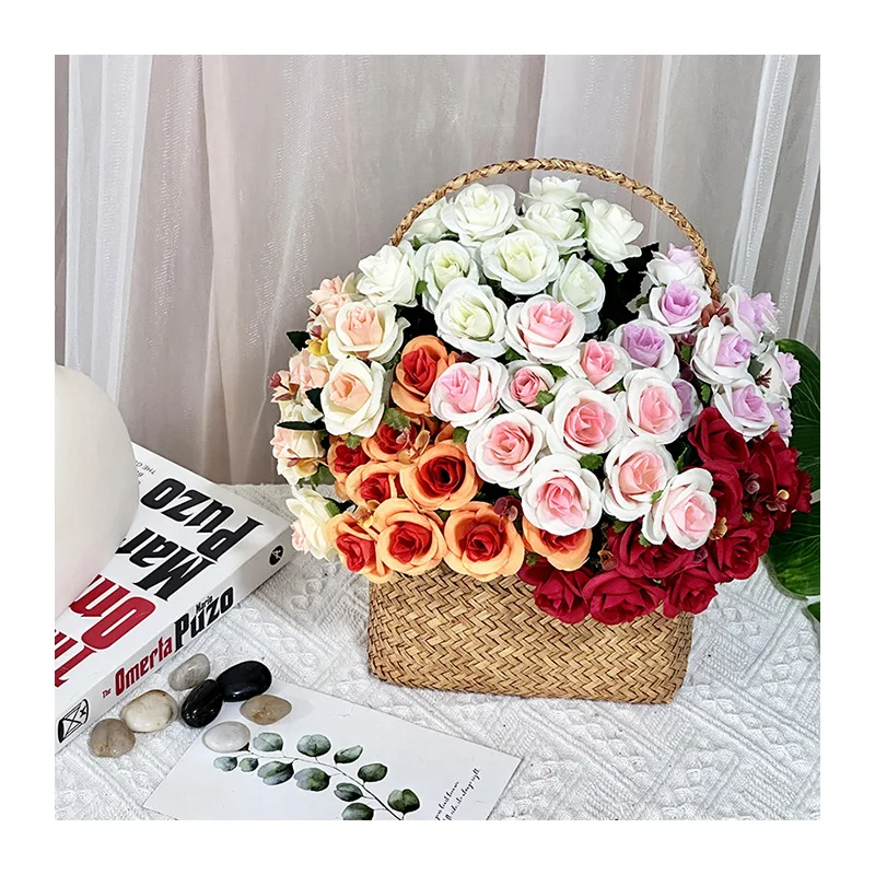 MeiLi 10 Heads Eucalyptus Rose Artificial Rose Bouquet QYY-724 New Products Versatile Cost-effective Home Party Decoration