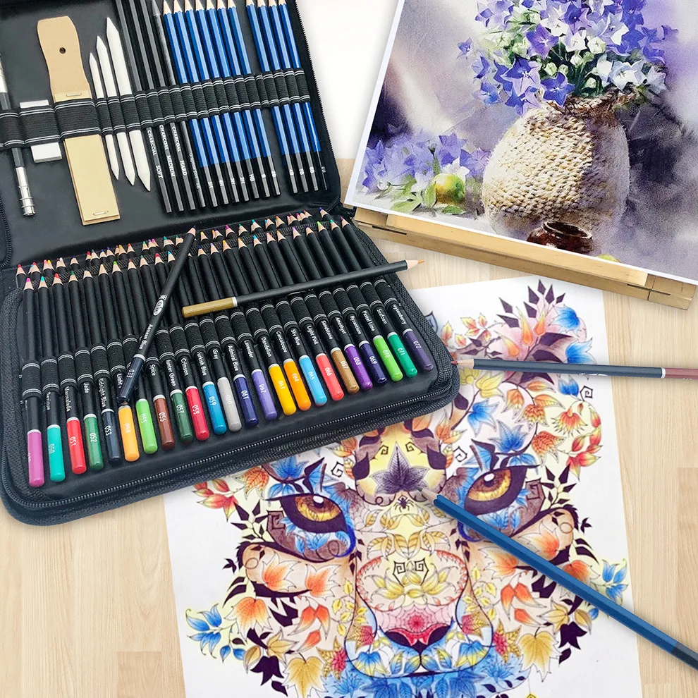 Professional Premium Coloured Pencils Set With Canvas Roll For Artists_voghion.com