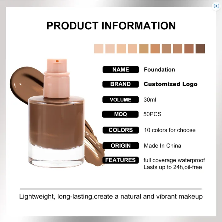 Full Coverage Liquid Foundation Private Label Long Lasting Vegan ...