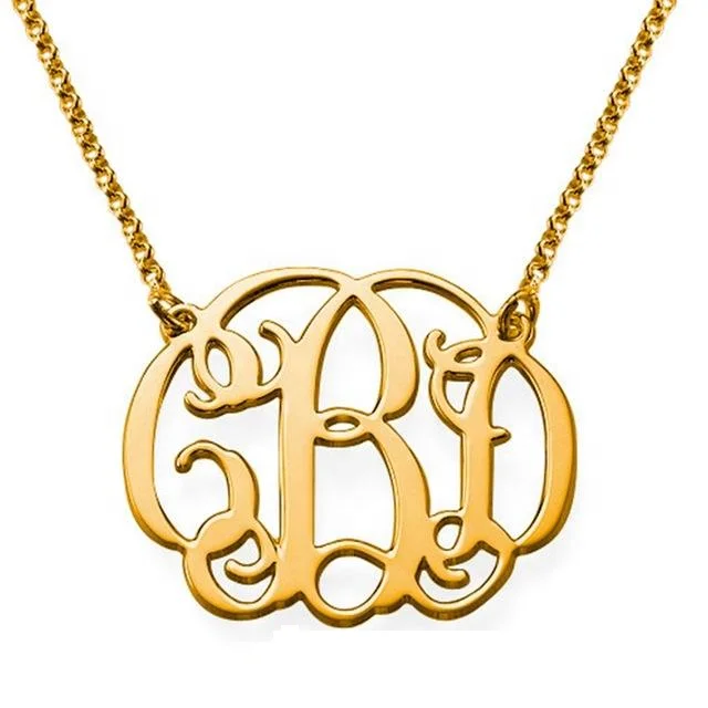 18k Rose Gold Plated 3 Initial Monogram 