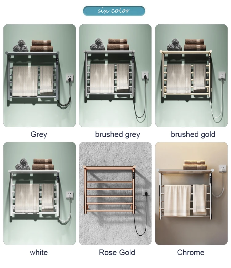 Bathroom Black Wall Mounted Electric Radiator Dryer Heated Towel Warmer ...