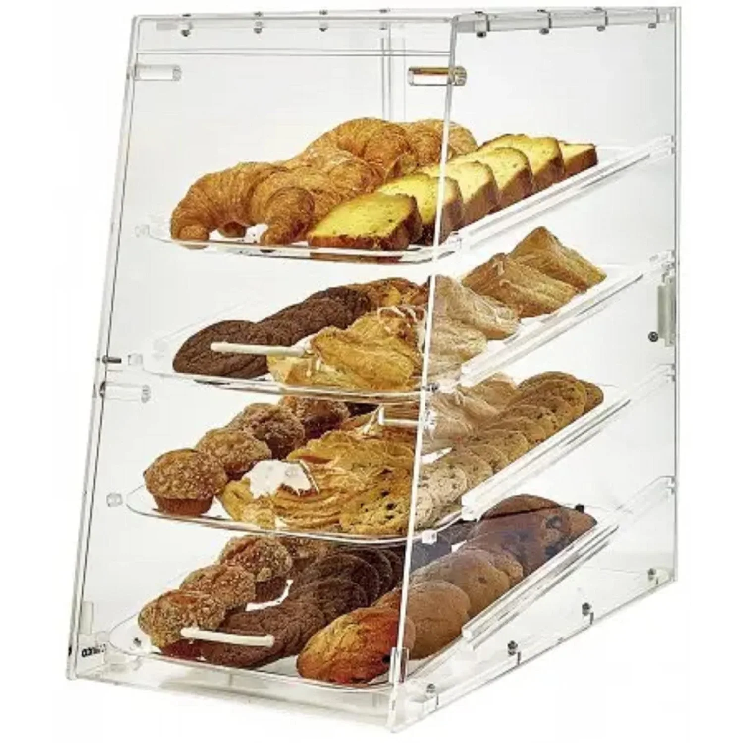 Factory Outlet 4 Tier Tray Rear Front Door Donut Pastry Display Case Acrylic Display Desserts Cookie Baking Showcase for Sale