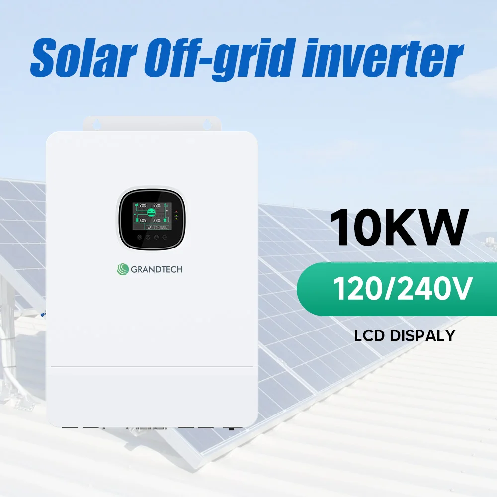 12000 W Quyosh Gibrid Invertori, Avtomatik Ishga Tushirish, 10 kW Doimiy Tok, 120/240 V (Sozlanadigan) Alternativ Tok, Pastki Tezlikdagi Ikki Fazali To‘g‘ri Sinusli UL1741