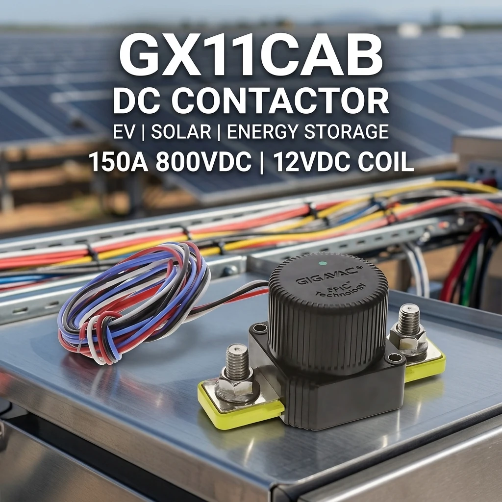 รีเลย์สวิตช์แบบทนทานที่ผลิตด้วยความแม่นยำรุ่น GX11CAB สำหรับ Sensata-Gigavac กระแส 150A แรงดันไฟฟ้ากระแสตรง 24VDC สูงสุด 800VDC ไม่ต้องบำรุงรักษาสำหรับระบบพลังงานลม