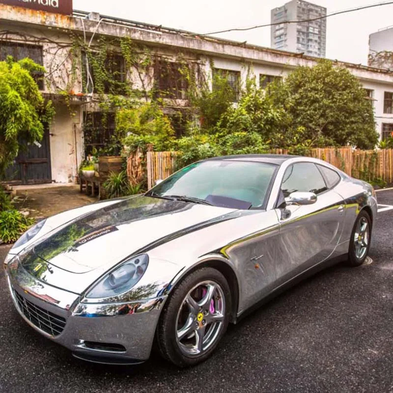 Wrapmaster 1.52 *18meter Super High Stretch Silver Gloss Chrome Mirror Vinyl Car Wrap Cost For